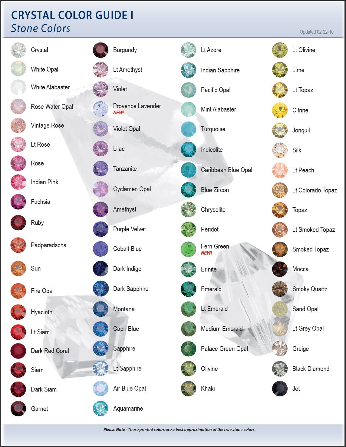 Printable Swarovski Crystal Size Chart
