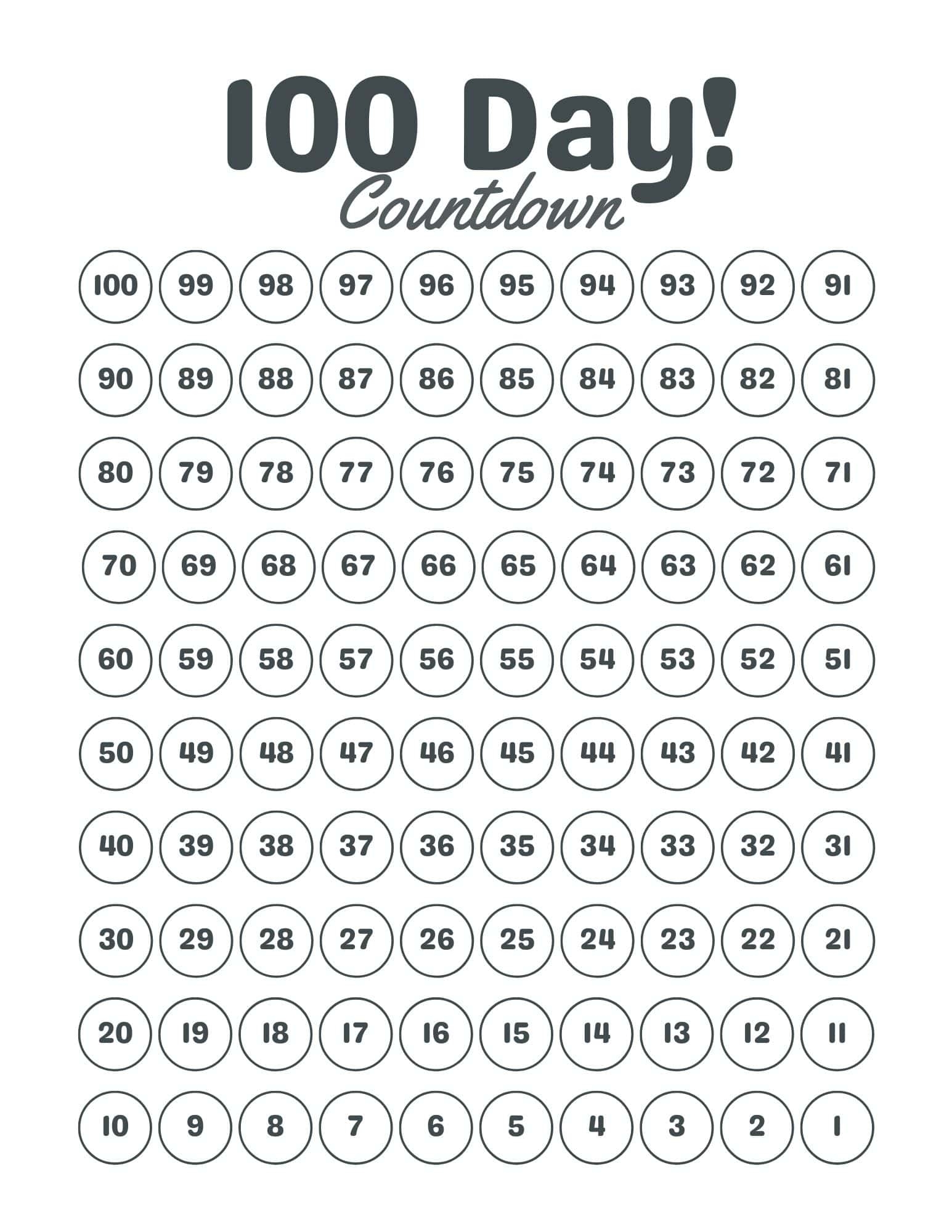 Printable Countdown Chart By Date