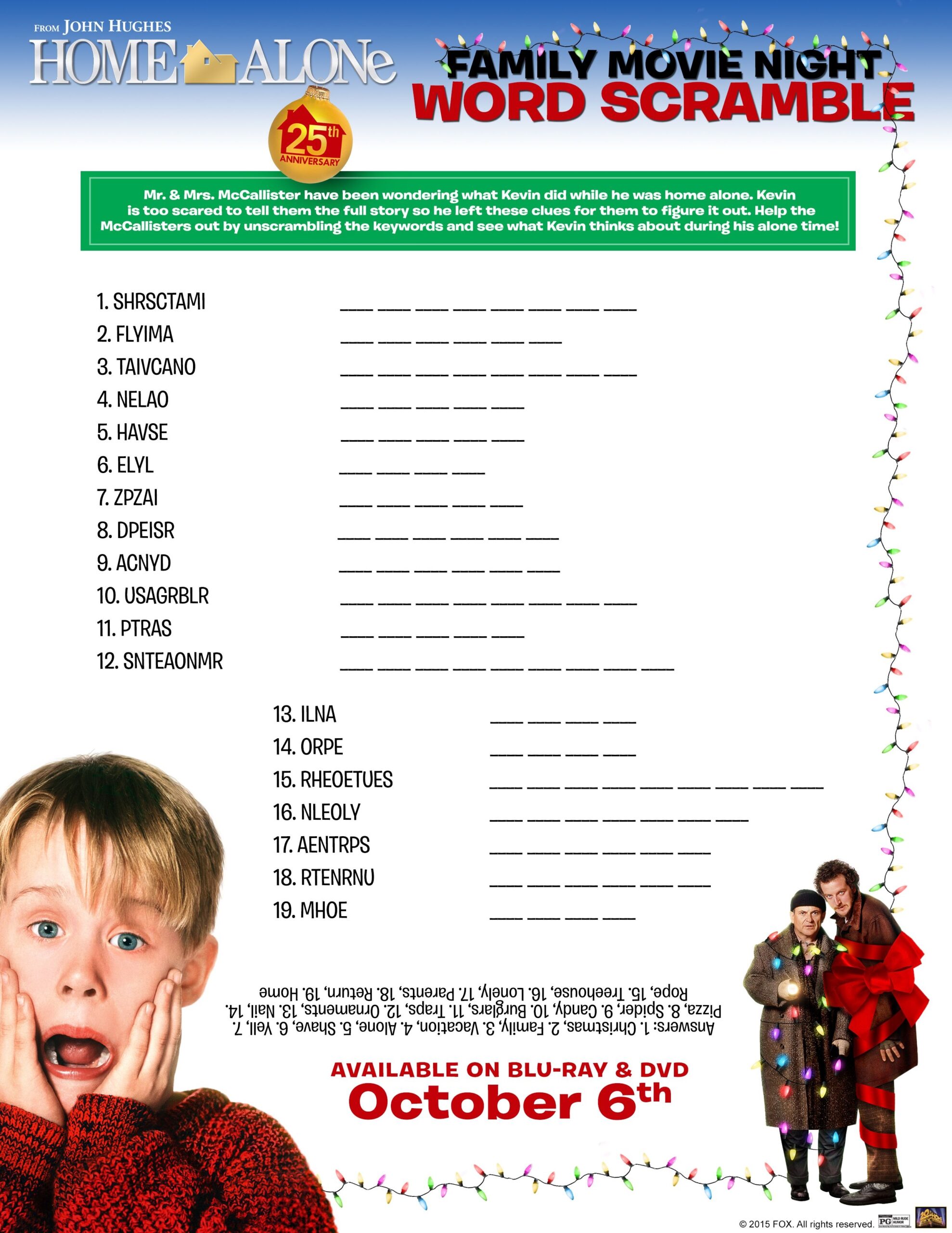 Printable Home Alone Quiz