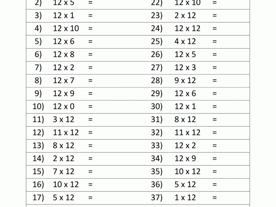 12 Times Table