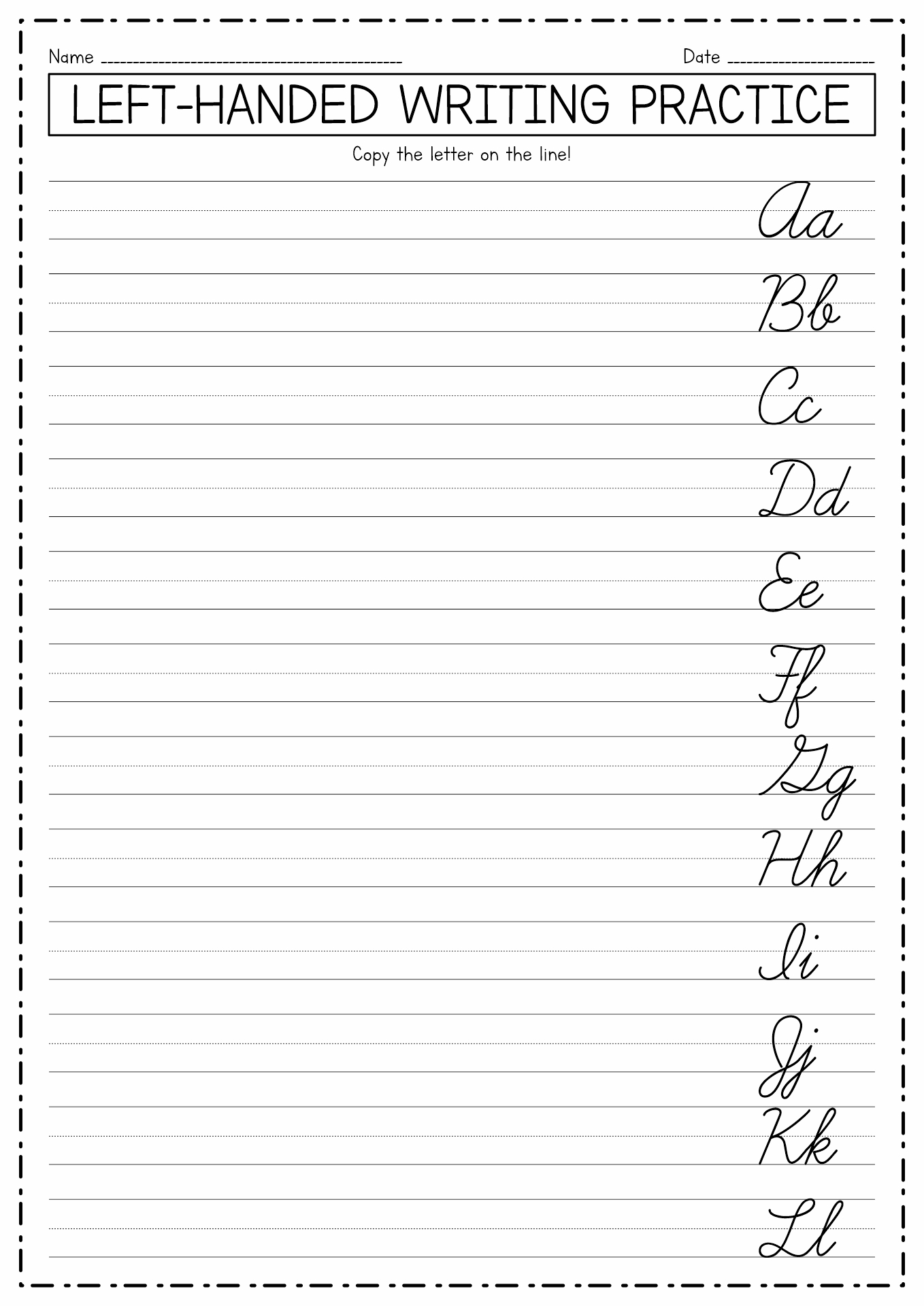 Free Printable Left Handed Writing Guide Free Printable Left Handed Writing Guide