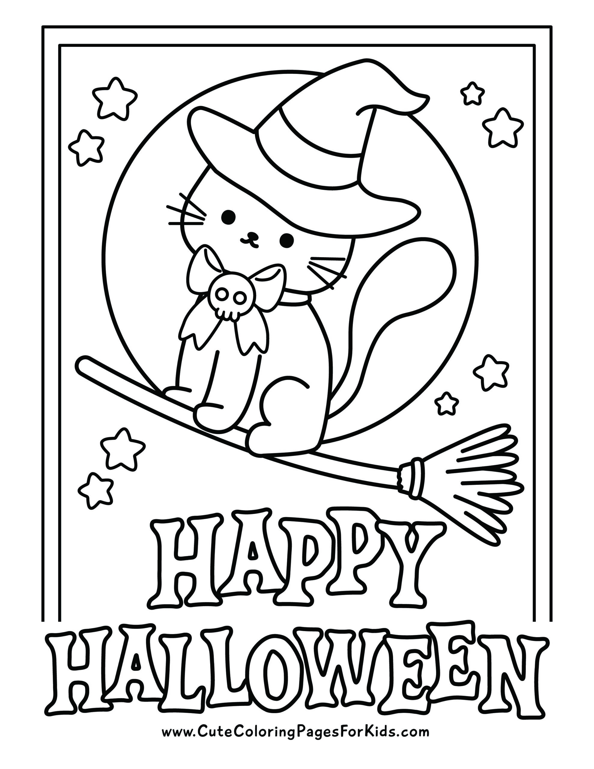 Free Printable Coloring Sheets Halloween Cats