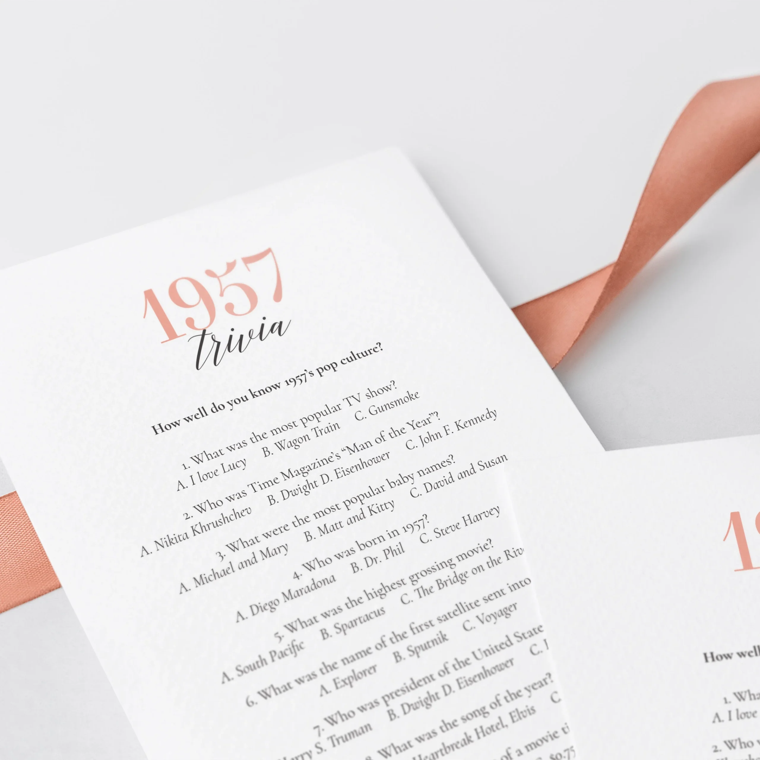 1957 Trivia Game Printable