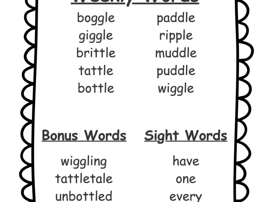 1st Grade Spelling Words Free Printable 36 Week List
