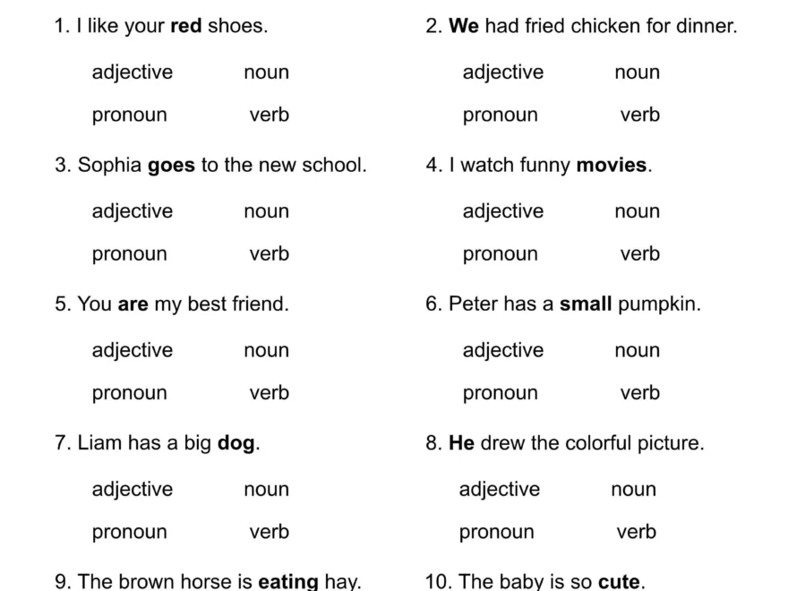 1st Through 3rd Grade parts Of Speech worksheets verbs nouns adjectives pronouns printable Etsy Sweden