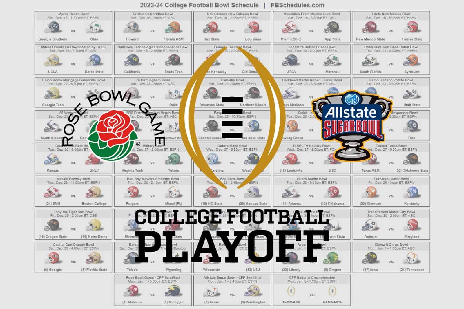 College Football Week 9 Printable Schedule