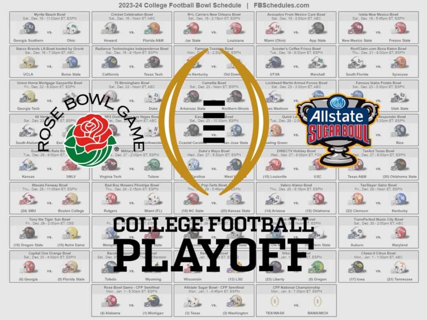 2023 24 College Football Bowl Helmet Schedule