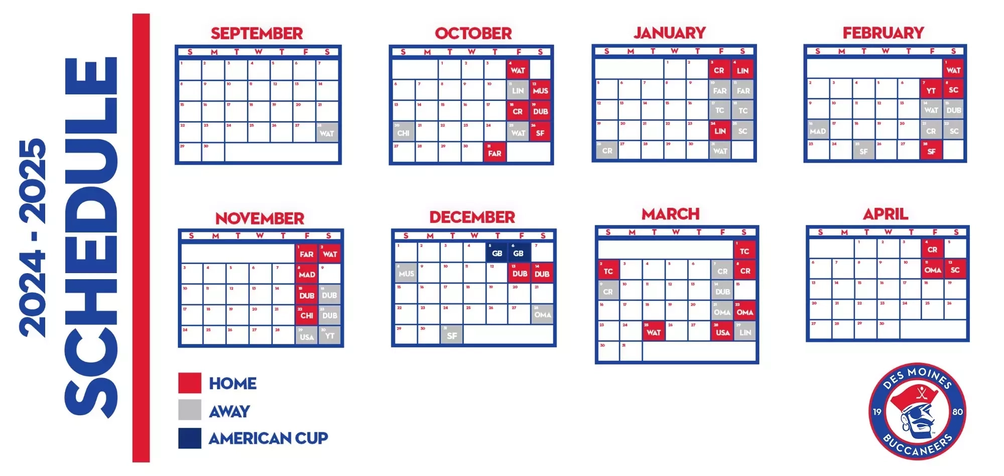 2024 2025 Season Schedule Release Des Moines Buccaneers