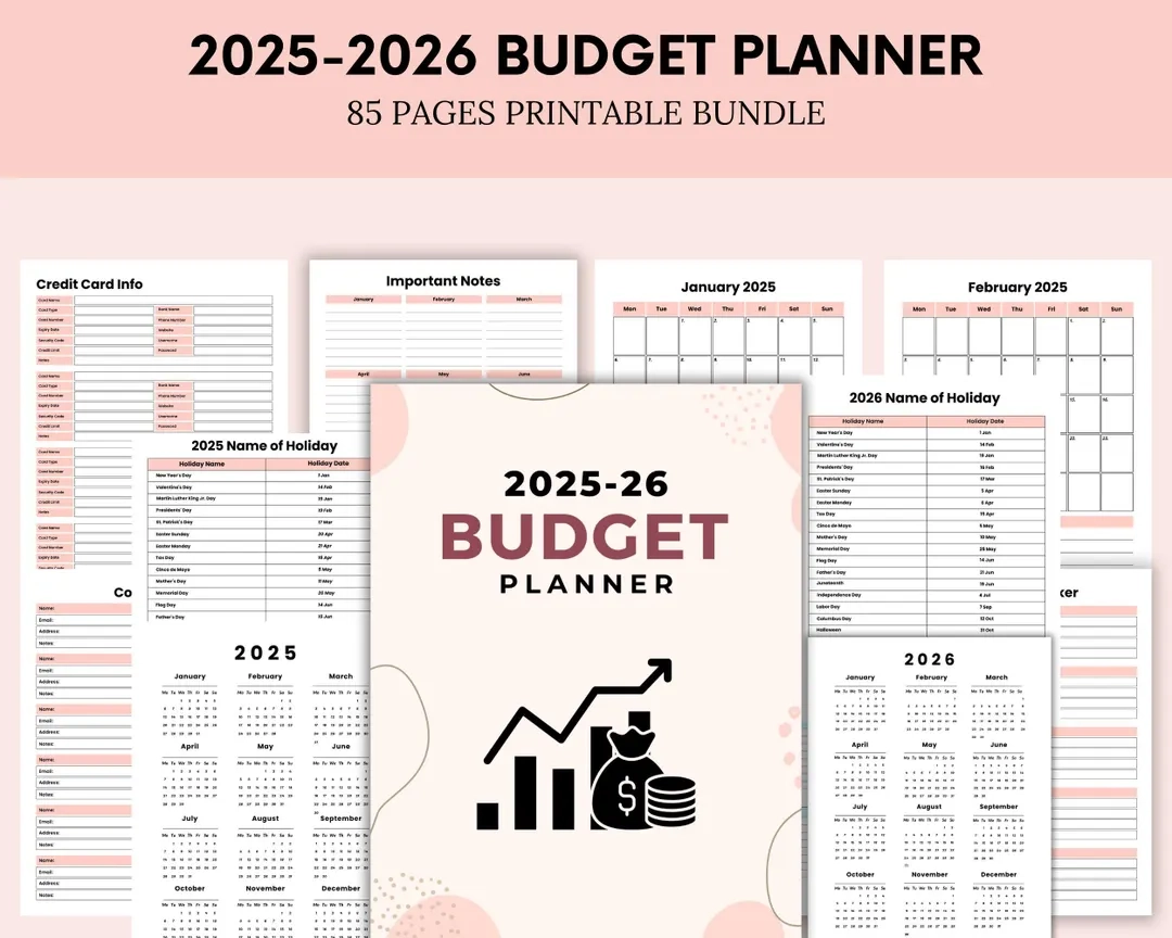 2025 2026 Budget Planner Financial Planner Expenses Tracker Printable Budget Planner Debt Tracker Instant Download Etsy