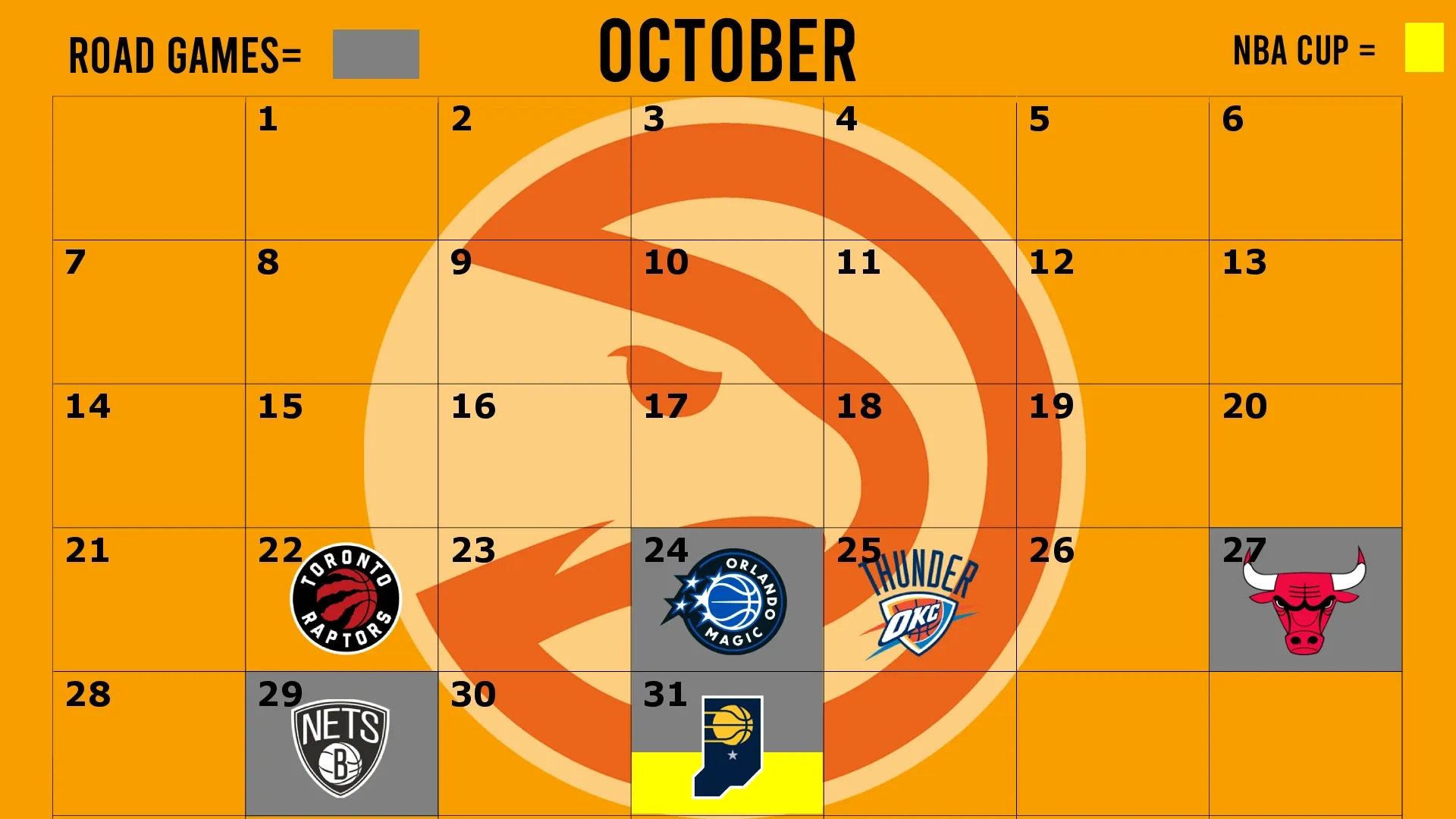Atlanta Hawks 2026 27 Printable Schedule