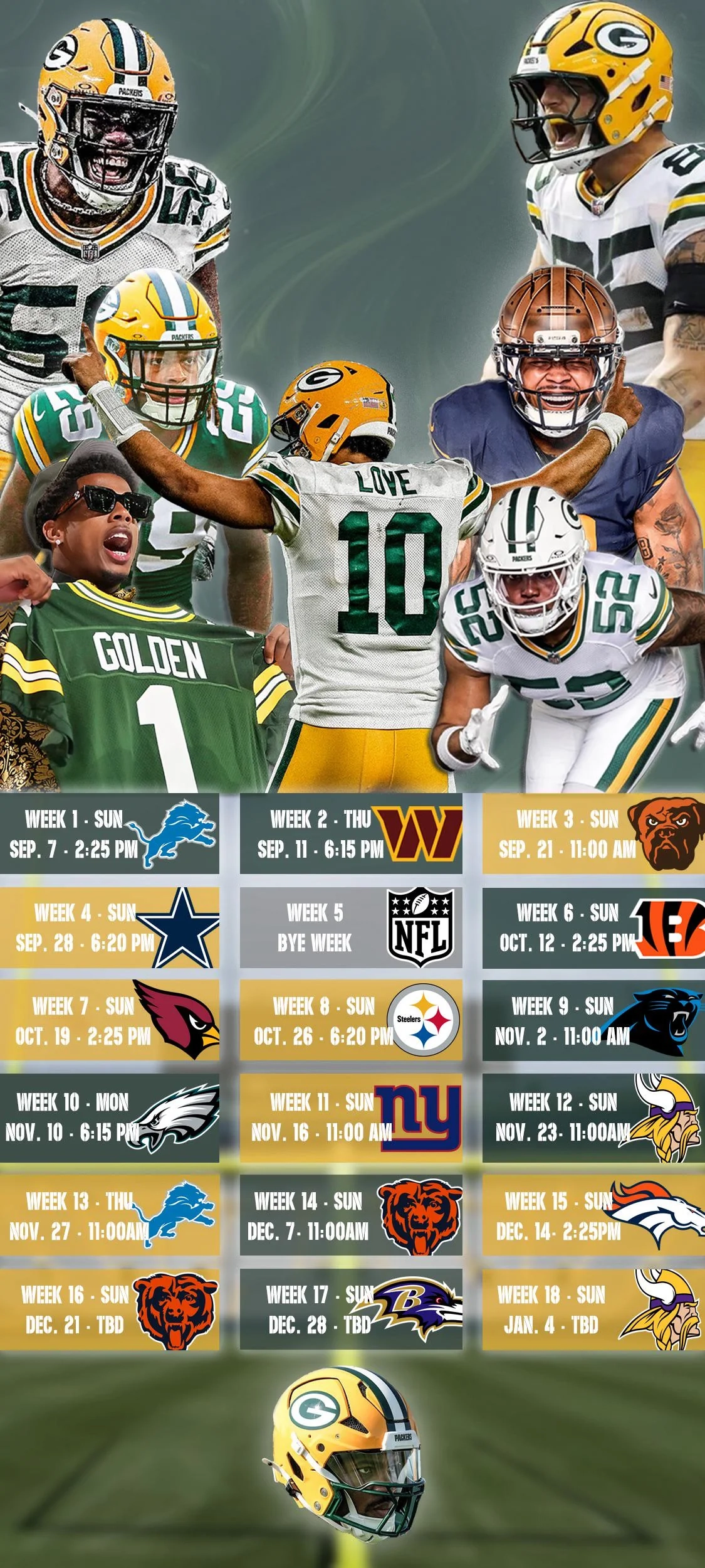 2026 Packer Schedule Printable One Page
