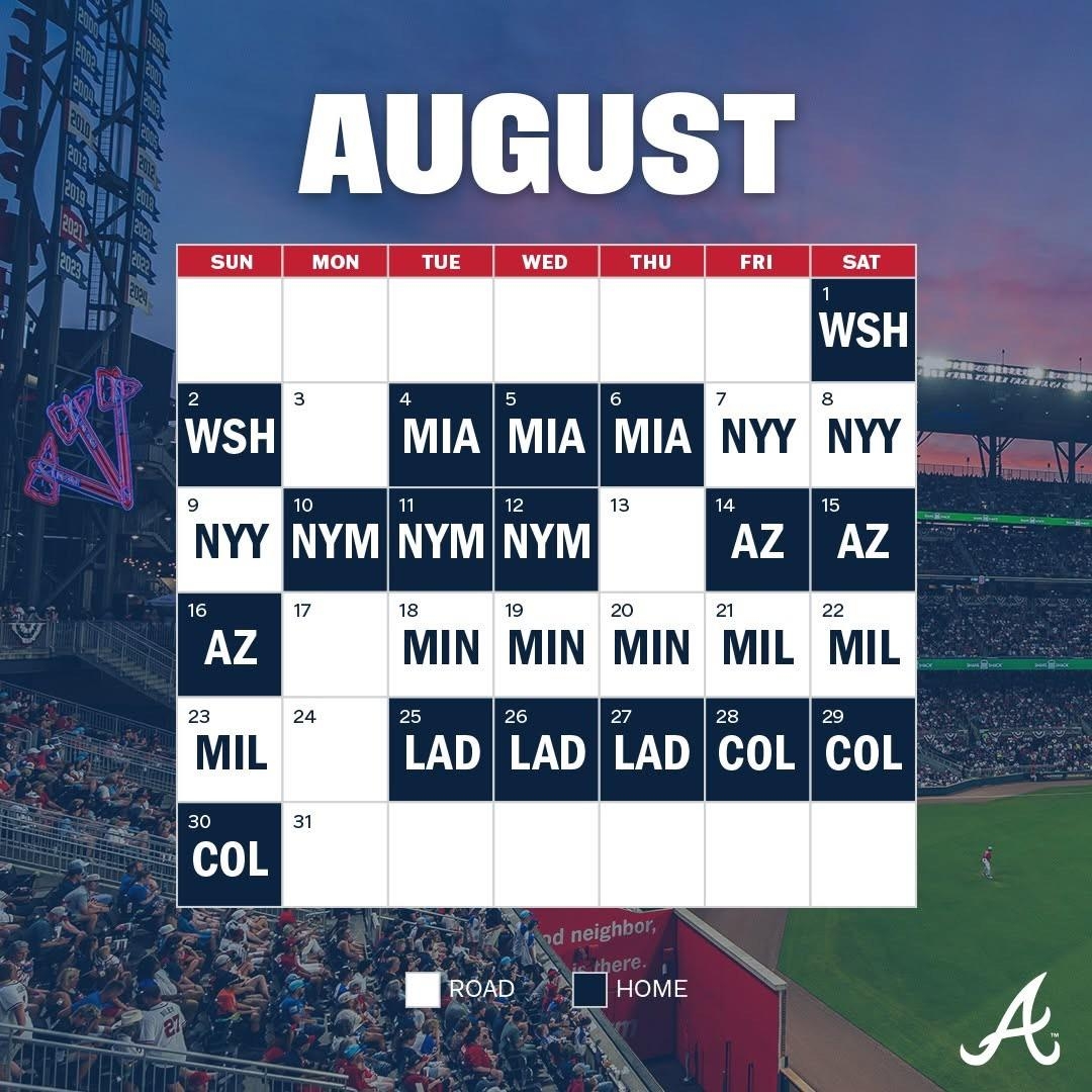 2026 Atlanta Braves Printable Schedule
