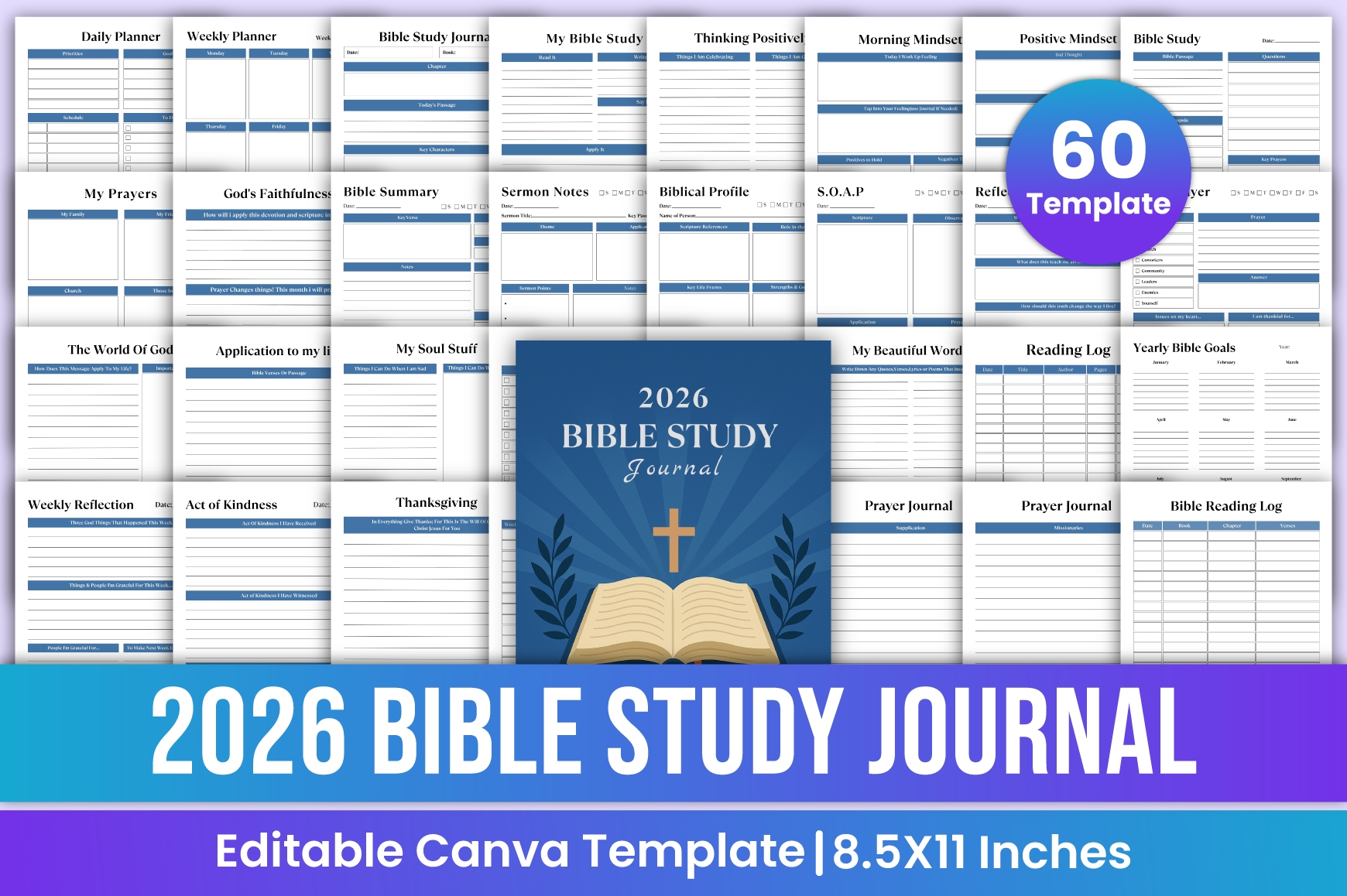 2026 Bible Study Journal Canva Template