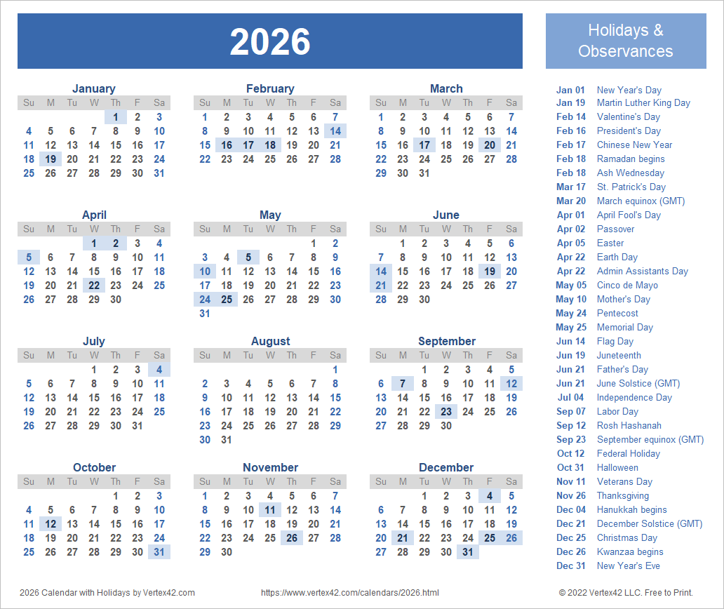 2026 Calendar Planner Printable Free