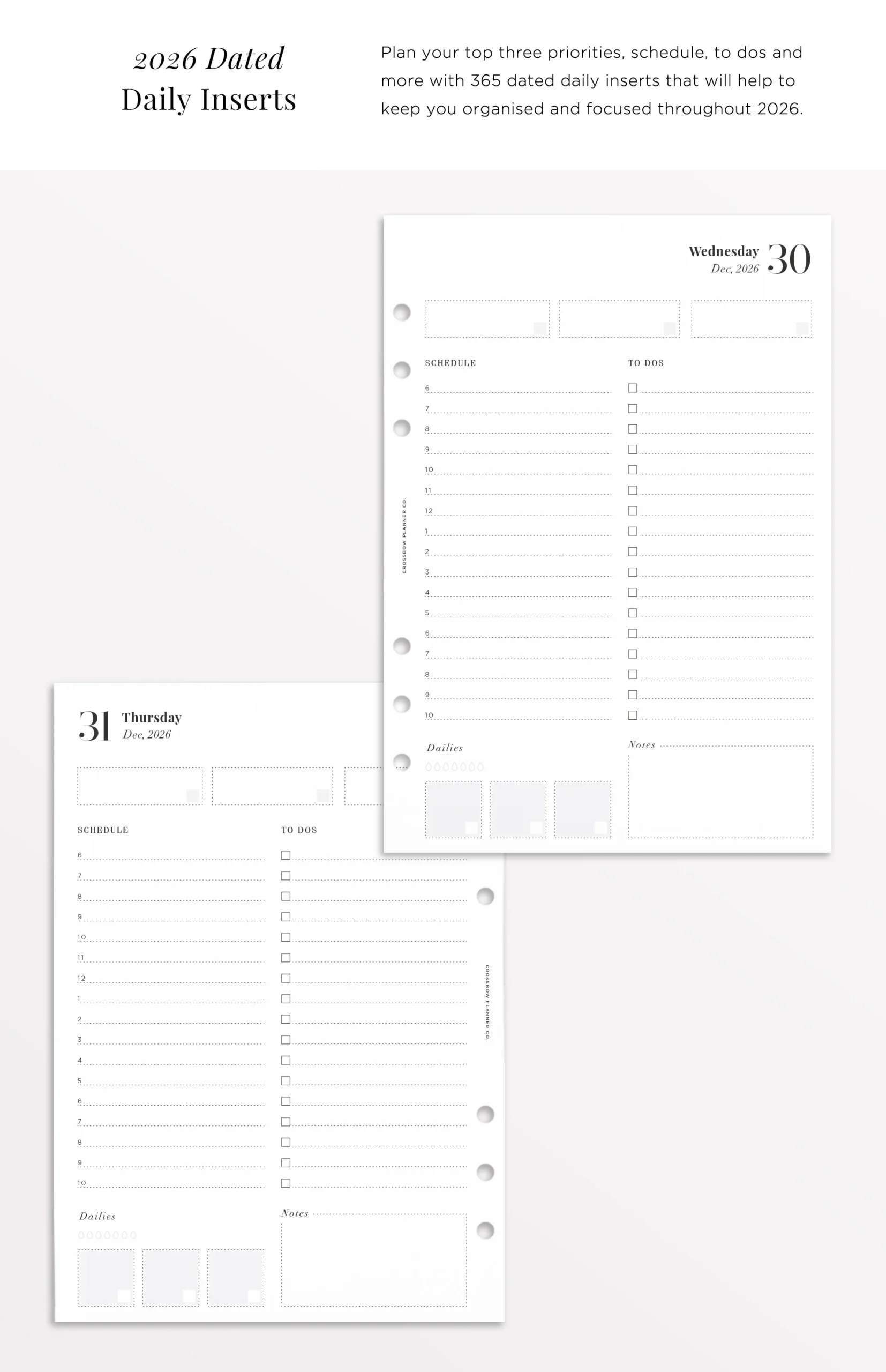 Filofax Inserts Free Printable 2026 Planner