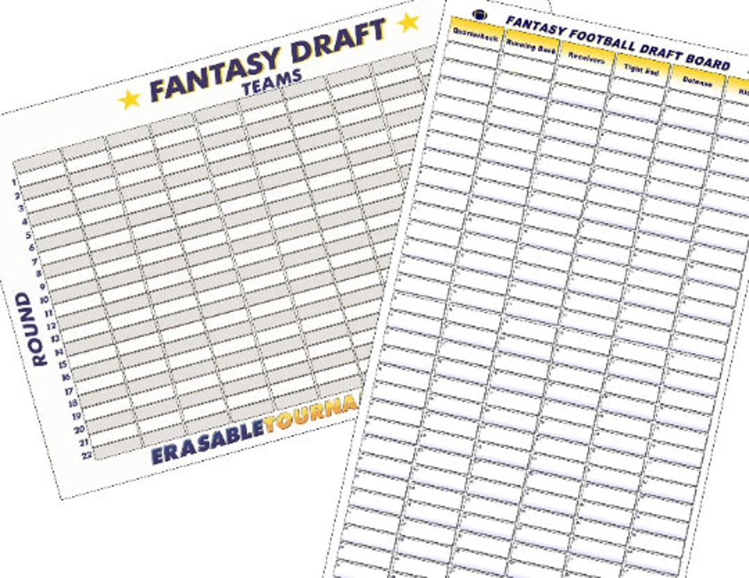 2026 FANTASY FOOTBALL PRINTABLE Draft Kit Board Instant Download twin Pack Holds 12 Teams 22 Rounds Owner s Board Holds Position Players Etsy