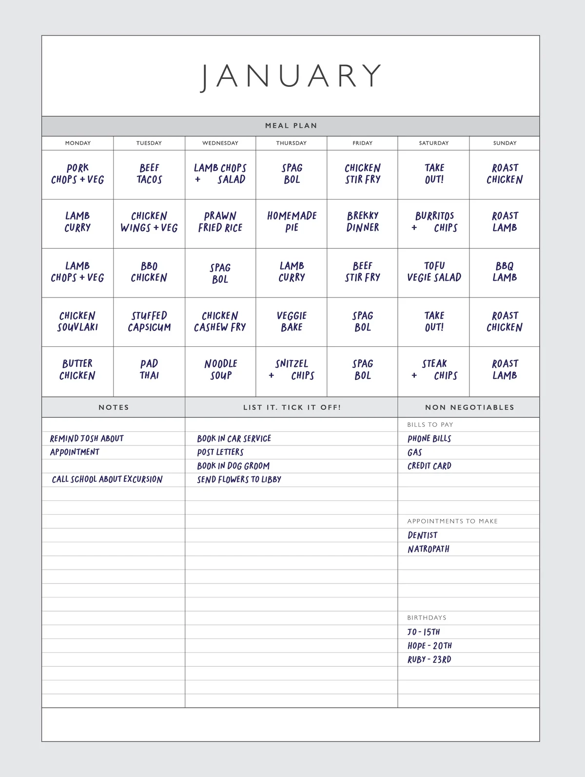 2026 Home Business Planner Printable