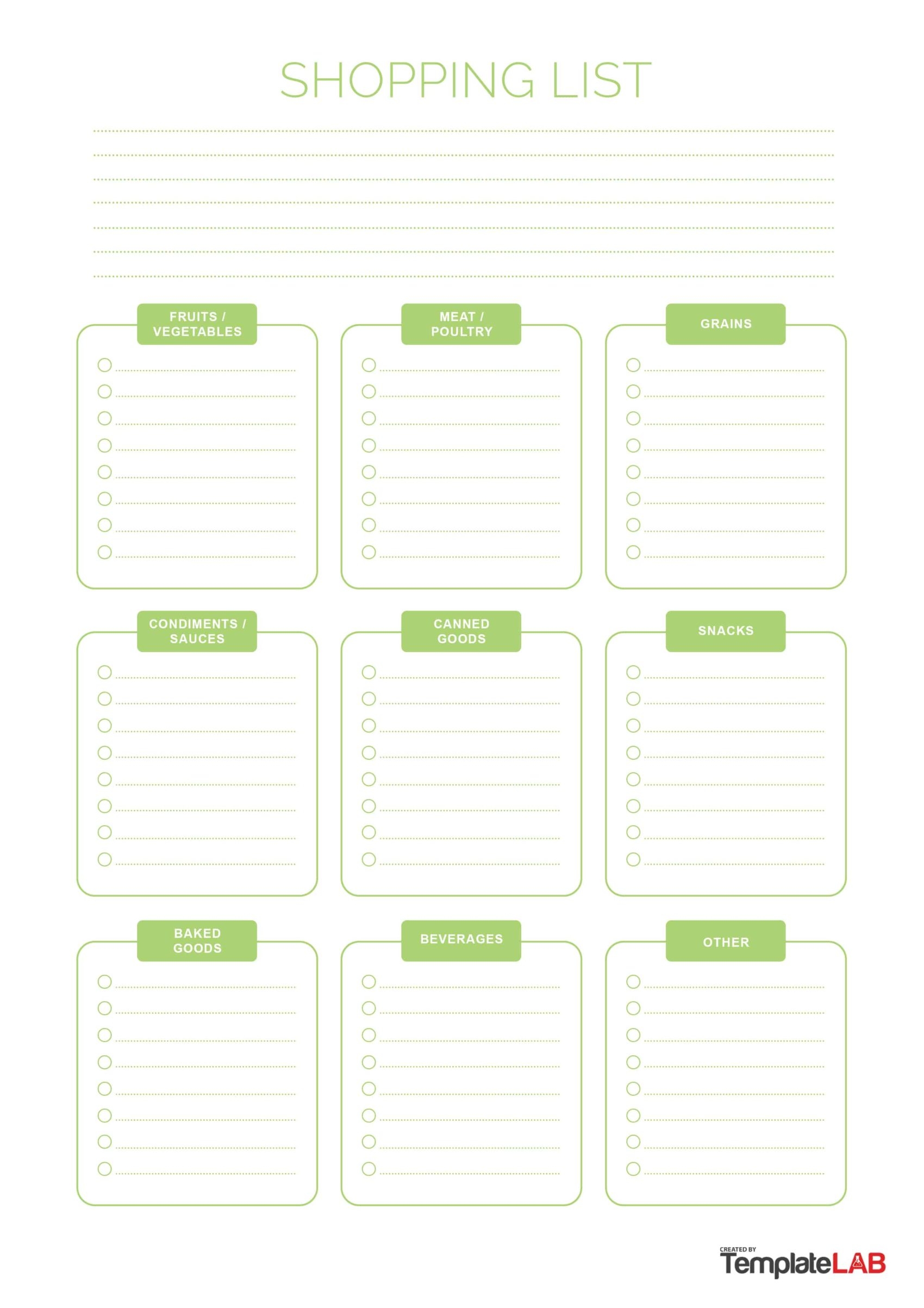 24 Printable Grocery List Templates Shopping Lists 