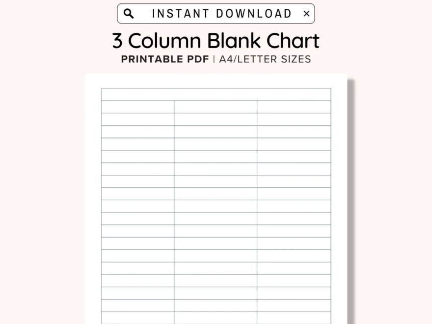 3 Blank Columns Chart Text Input Print And Write Printable Digital Download Blank Column Template Printable Columns Columns W Title PDF Etsy