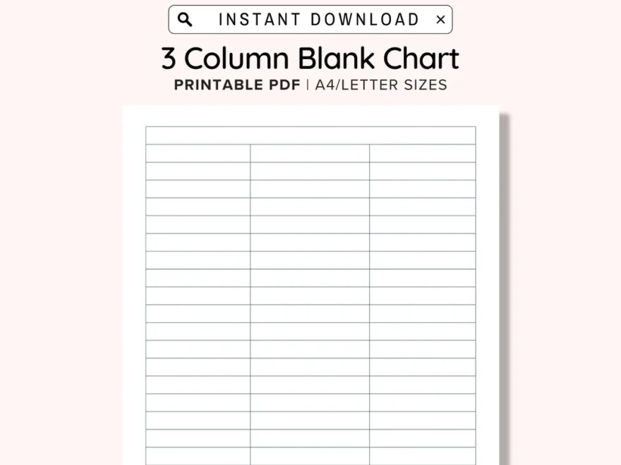 3 Blank Columns Chart Text Input Print And Write Printable Digital Download Blank Column Template Printable Columns Columns W Title PDF Etsy Israel