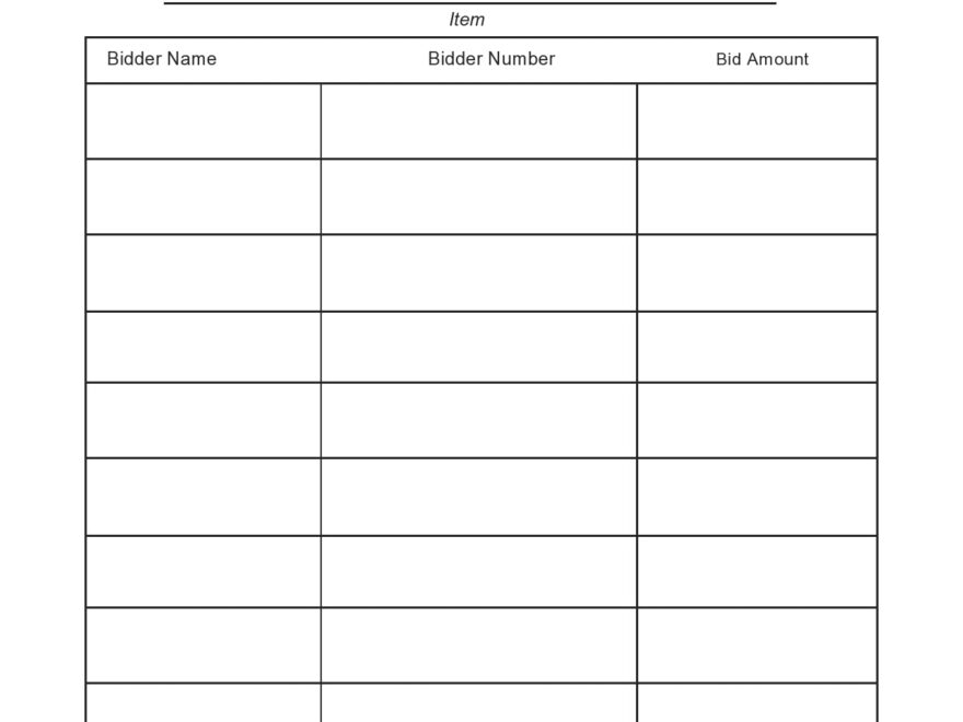 30 Silent Auction Bid Sheet Templates Free TemplateArchive