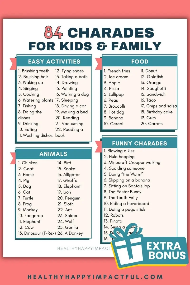 310 Fun Charades Ideas List For Kids Get Your Wiggles Out Game 
