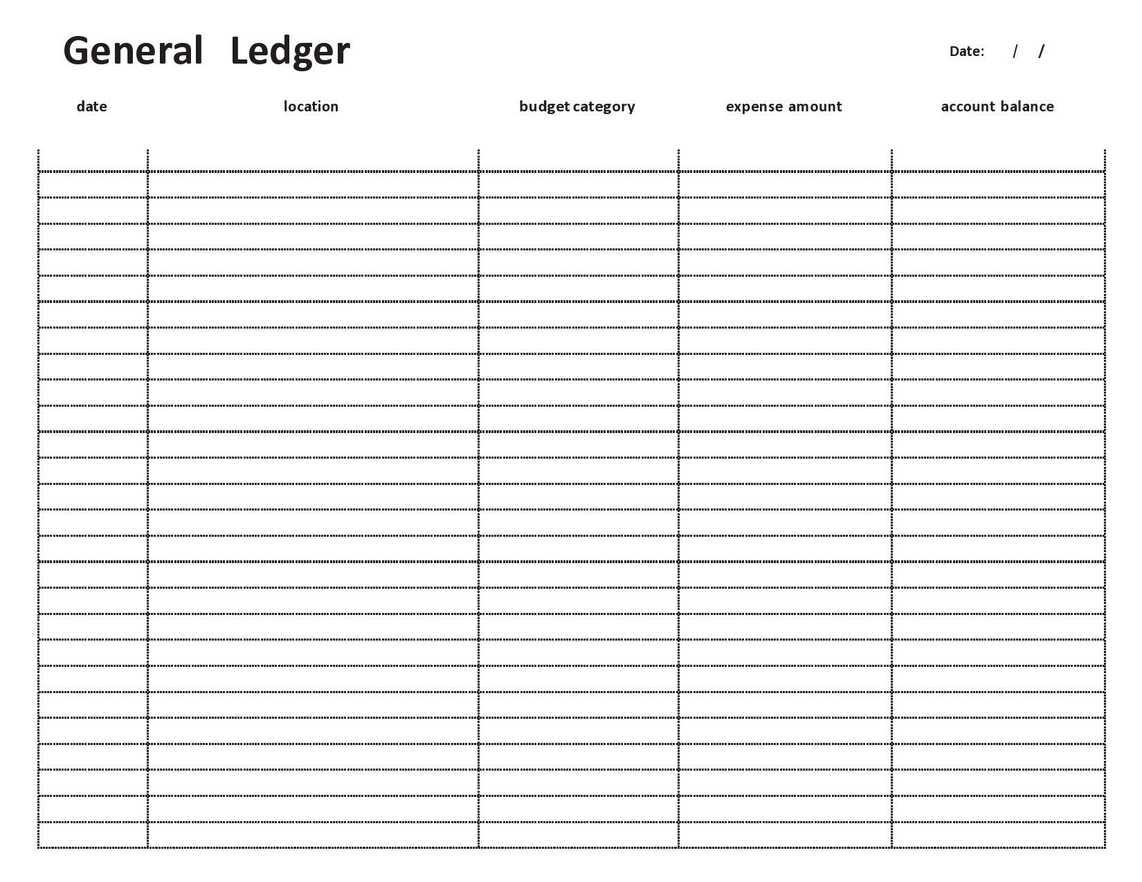 Printable General Ledger Sheets