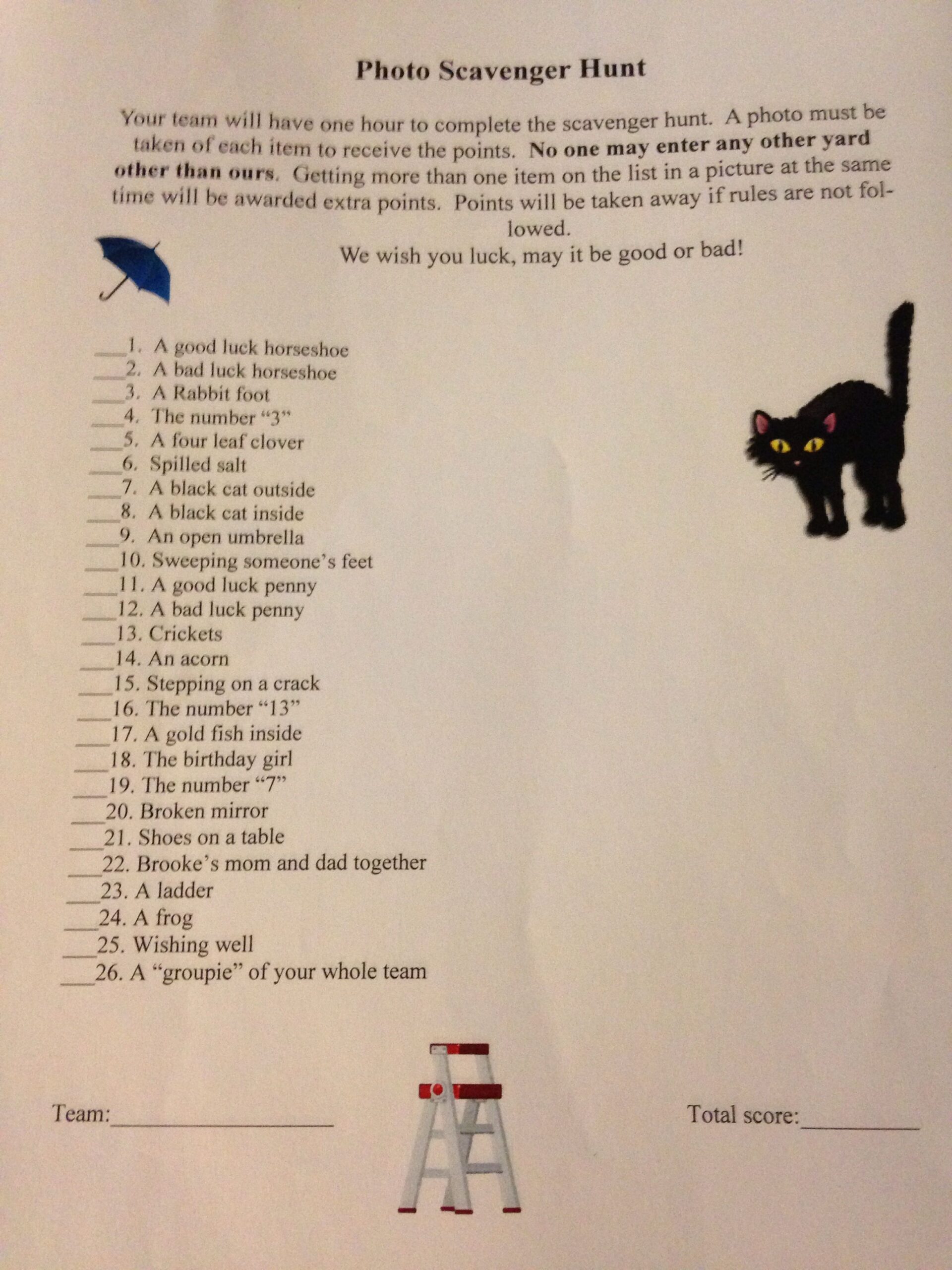 Friday The 13th Printable Superstitions List