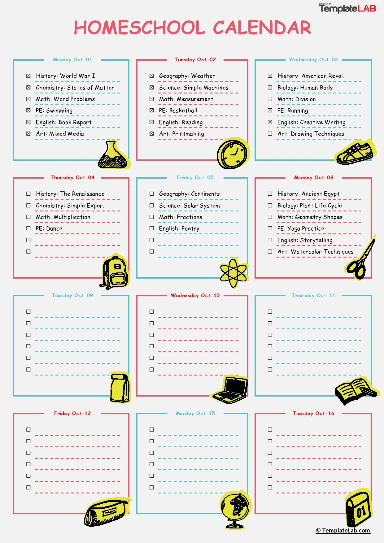 Homeschool Charts Free Printables