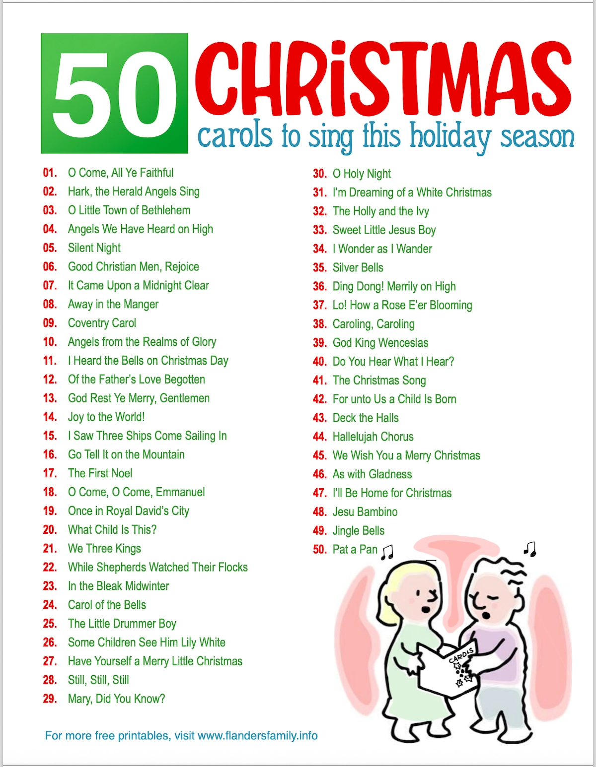 Printable List Of Christmas Song Titles