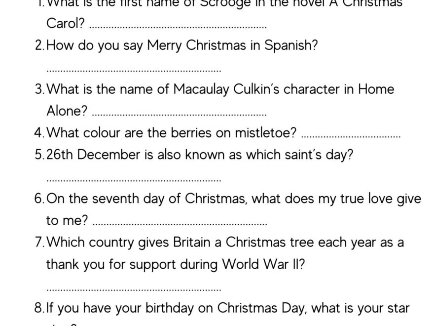 50 Christmas Quiz Questions Printable Picture Rounds 2025