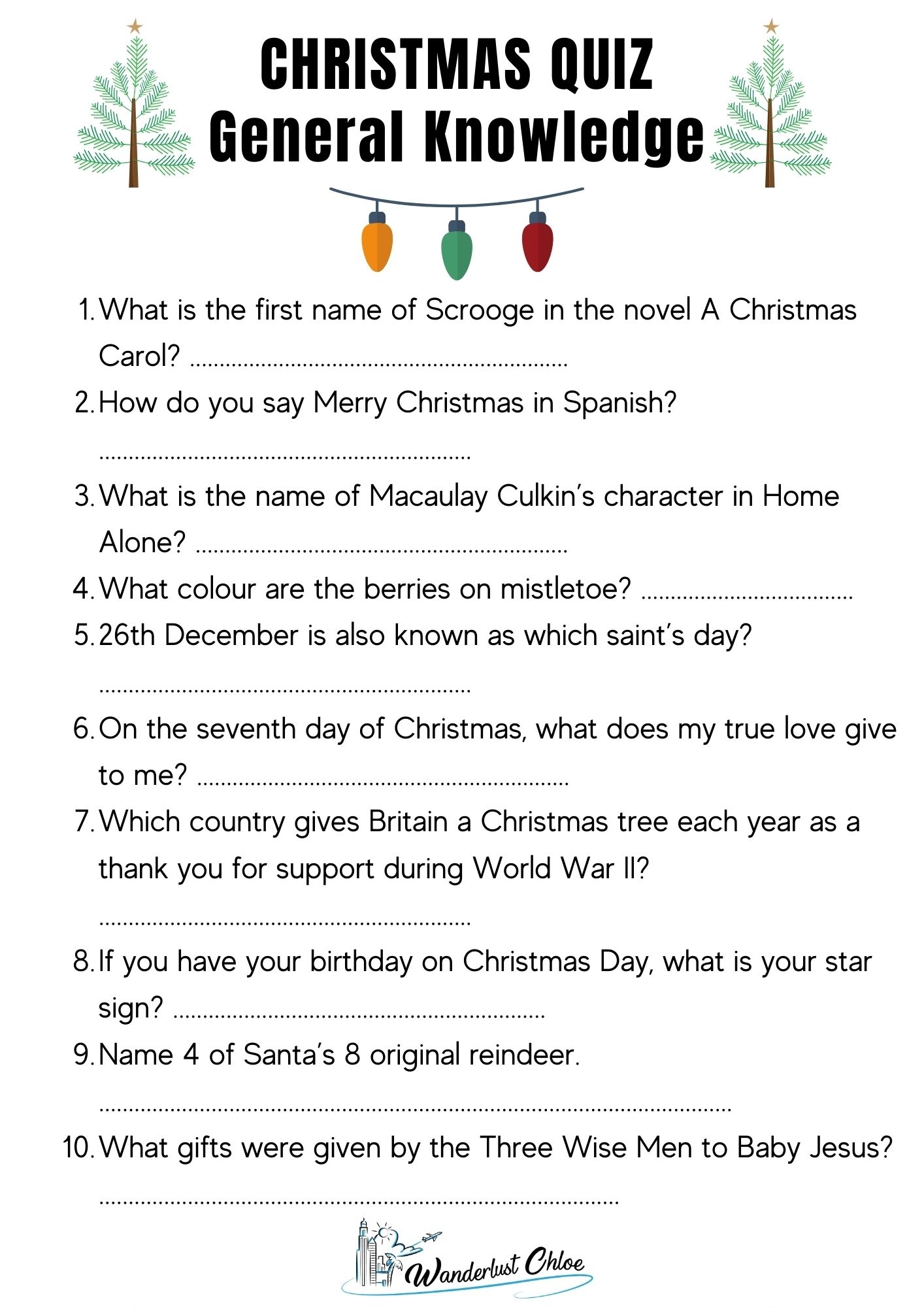 50 Christmas Quiz Questions Printable Picture Rounds 2025