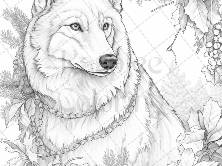 50 Winter Wolf Grayscale Coloring Pages For Adults Printable PDF Inst RASPIEE