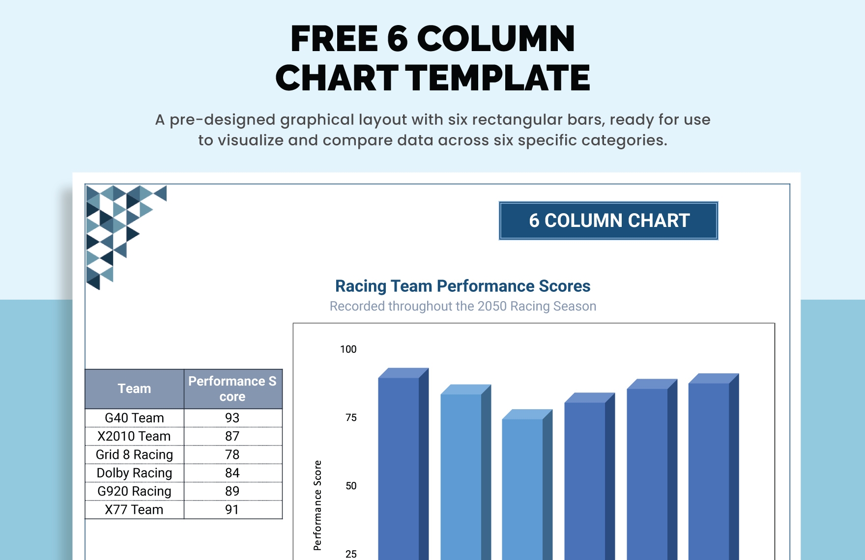Printable 6 Column Charts