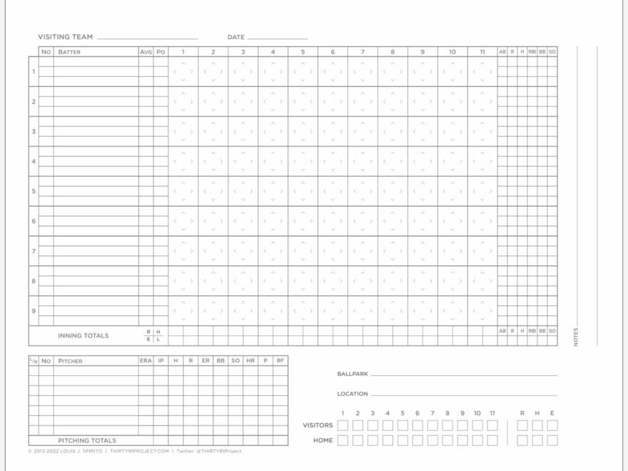 6 Free Printable Baseball Scorecards Scorebook Pages