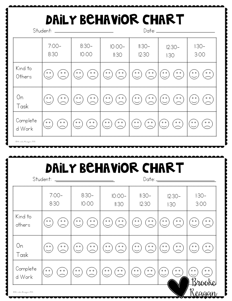 Behavior Chart Kindergarten Printable