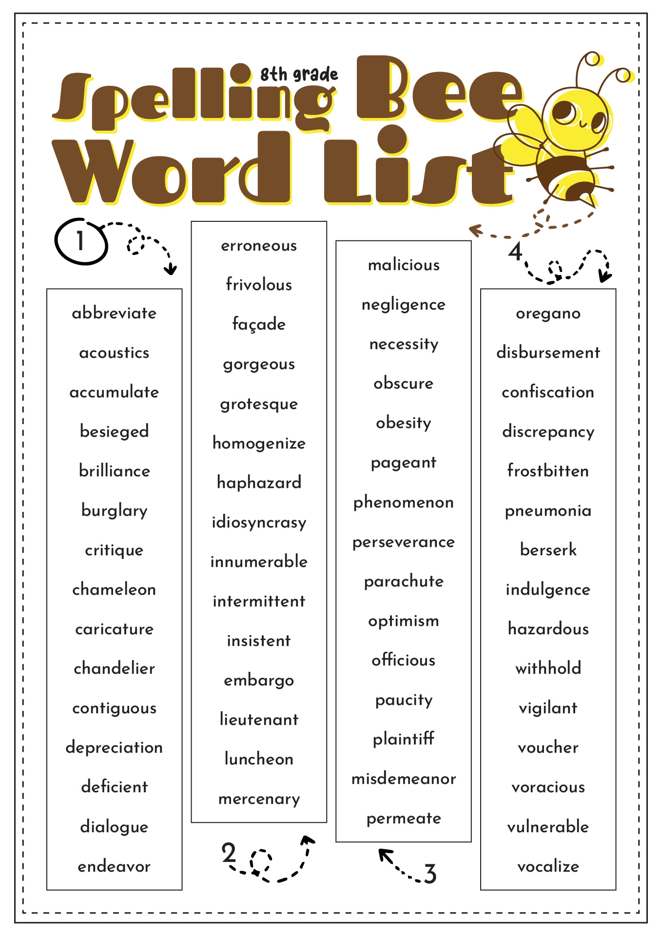 8th Grade Spelling Test Group Three Spelling Test Quickworksheets Worksheets Library