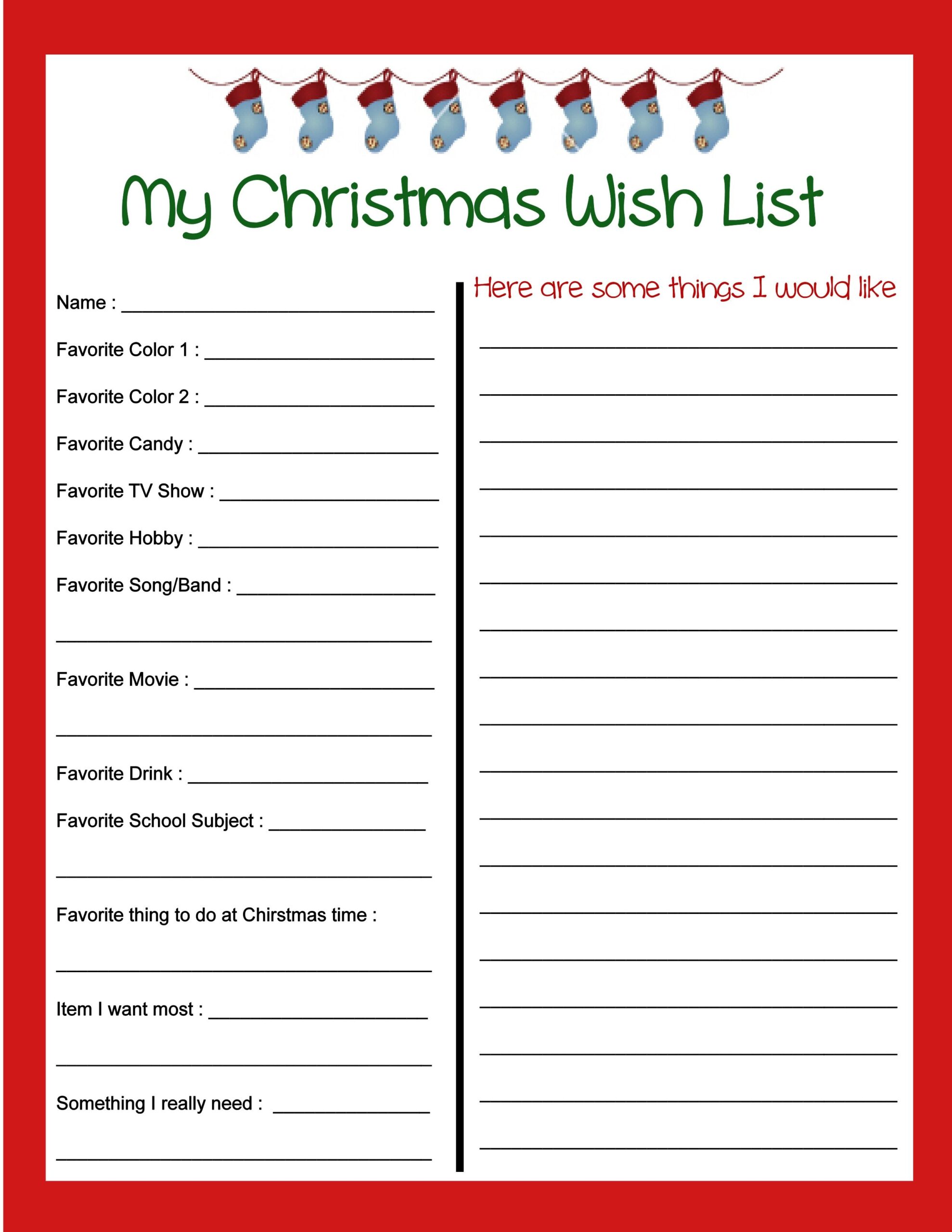 Christmas List Maker Printable