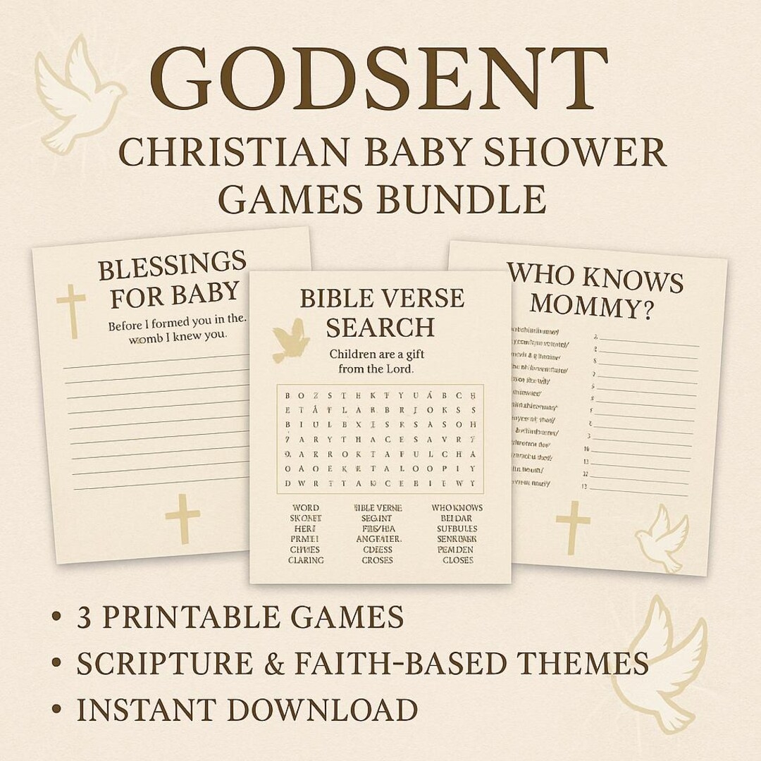A Godsent Christian Baby Shower Games Bundle 3 Printable Faith based Activities Bible Verse Blessing Games Instant Download Etsy