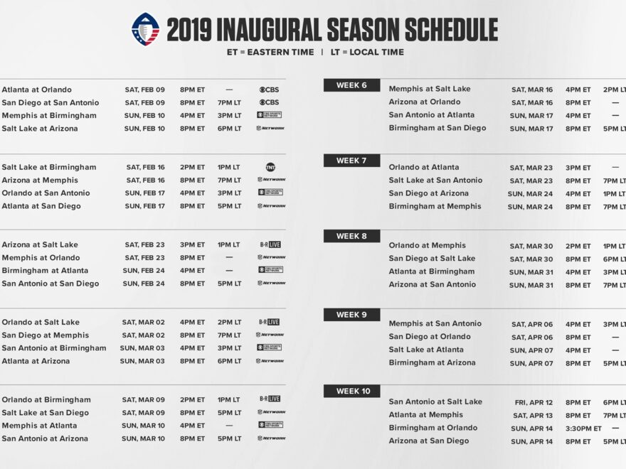 AAF New Pro Football League The Alliance Of American Football Debuts Saturday