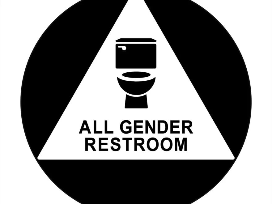 ADA Compliant All Gender Restroom Sign 12 Geometric Door Sign Sig SignOptima