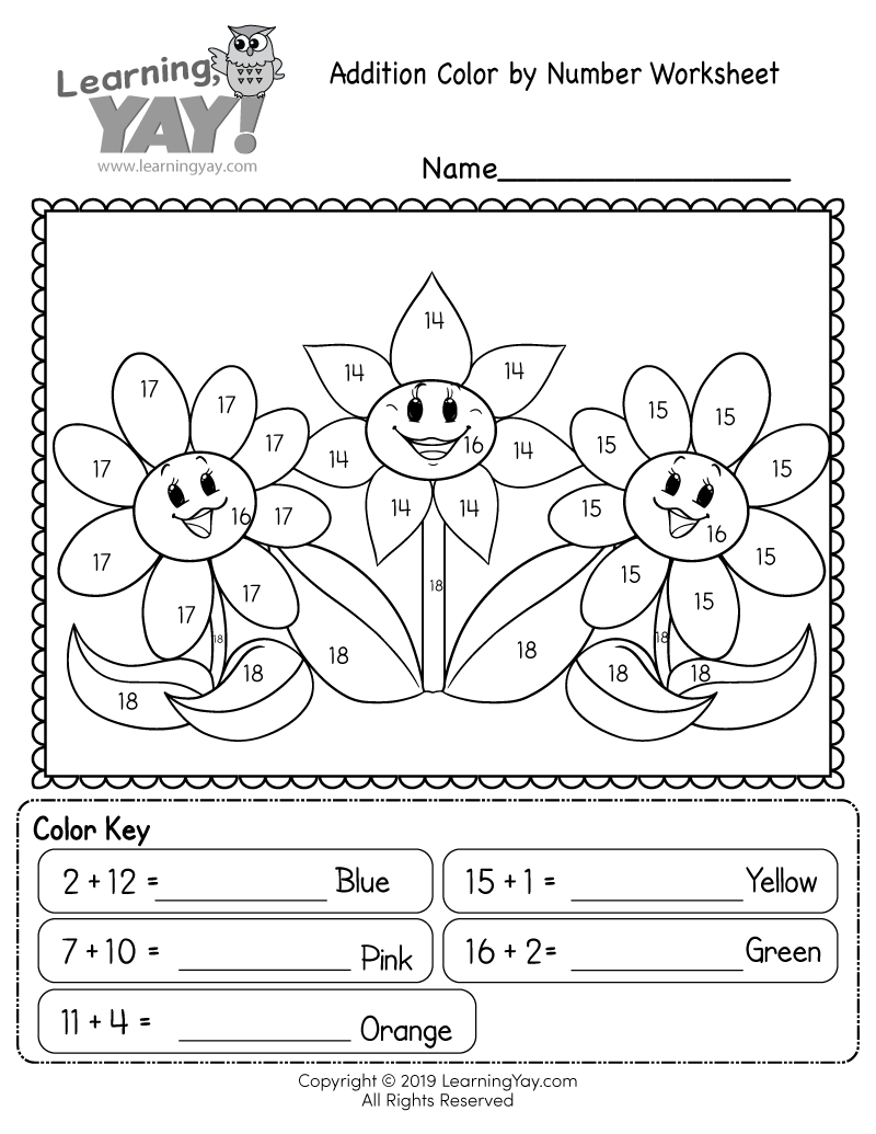 Printable Addition Sheet 1st Grade