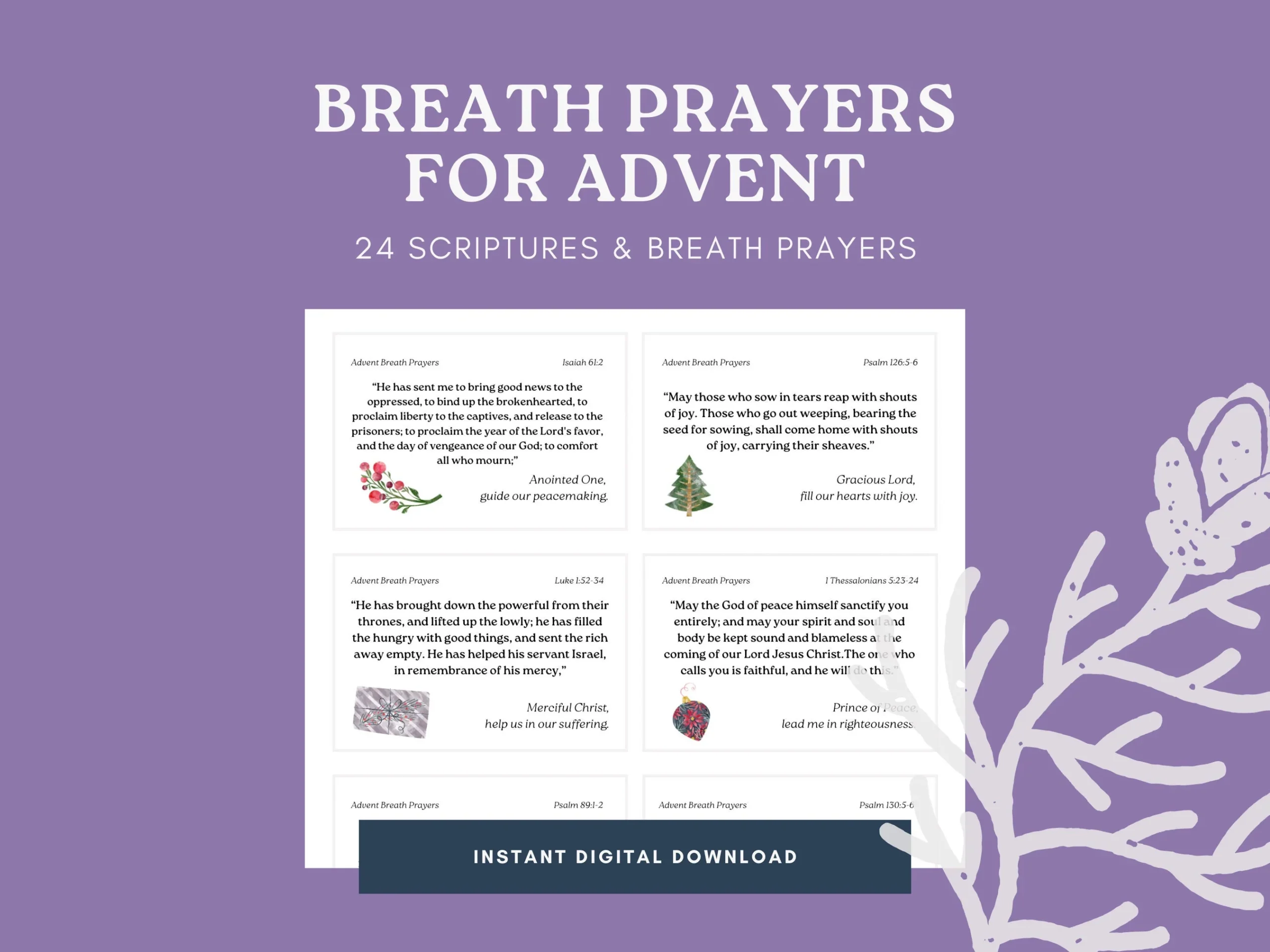 Advent Breath Prayer Cards 24 Christian Scripture Printables digital Download Etsy