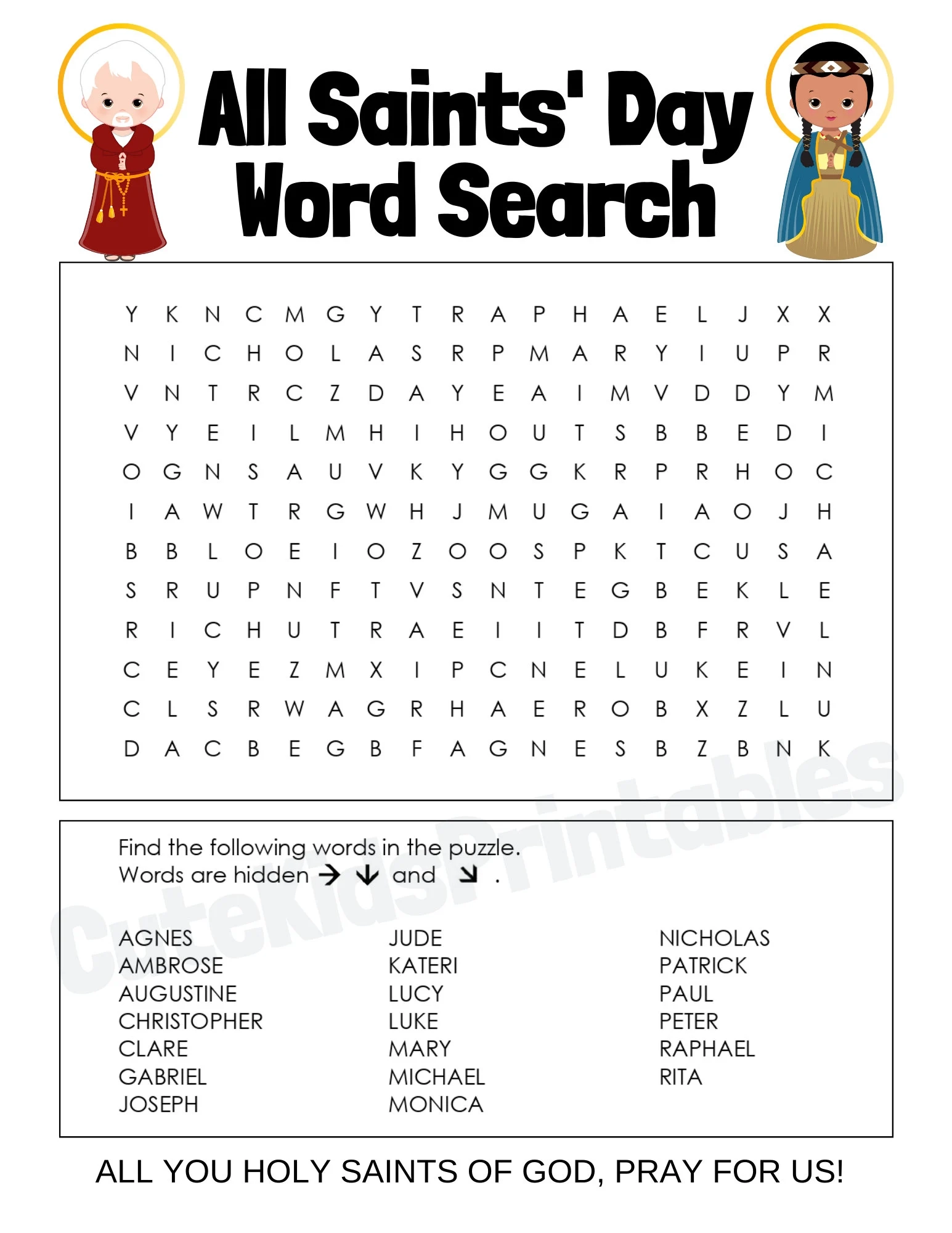 Fun Catholic Saints Quiz Printable