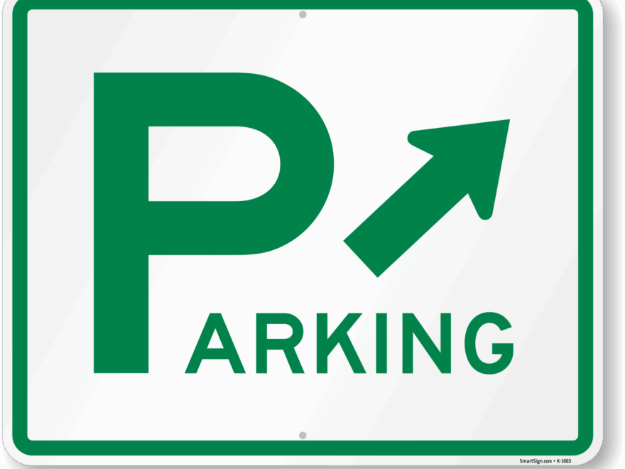 Aluminum Directional Parking Sign SKU K 1603