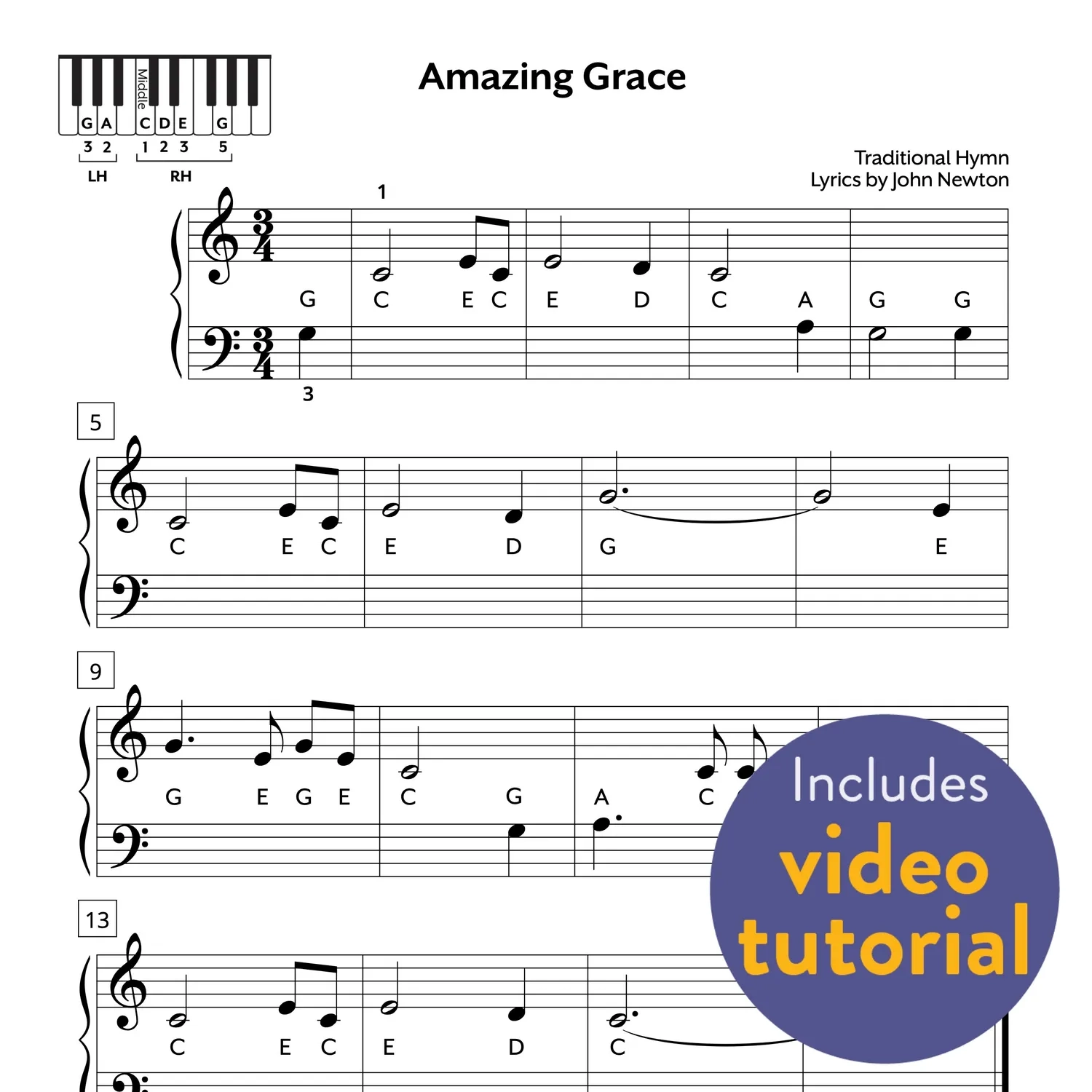 Printable First Beginner Piano Sheet Music