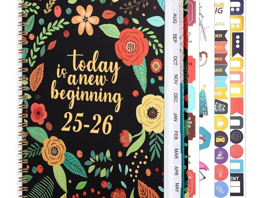 Amazon 2025 2026 Academic Planner A5 6 5 X 8 5 Weekly And Monthly Planner July 2025 June 2026 Calendar Planner With Tabs Inner Pocket For Home School Office Supplies Black Flower Office Products