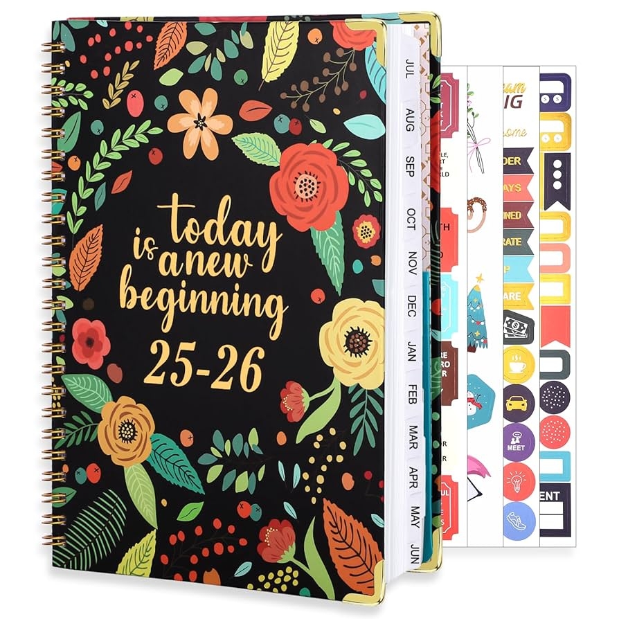 Amazon 2025 2026 Academic Planner A5 6 5 X 8 5 Weekly And Monthly Planner July 2025 June 2026 Calendar Planner With Tabs Inner Pocket For Home School Office Supplies Black Flower Office Products