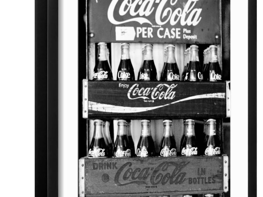Amazon ART COM Wall Art Print Vintage Coca Cola Bottle Cases Coke B W Photo Print Poster On Black Frame 17 X 23 Posters Prints