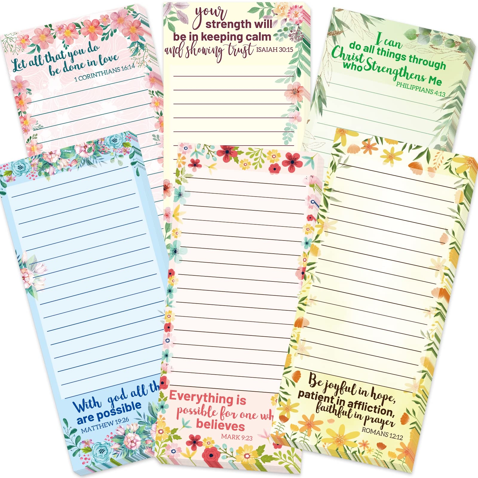 Amazon Fancy Land Religious Magnetic Notepads Floral To Do List For Fridge Christian Memo Pads 6 Pack Office Products